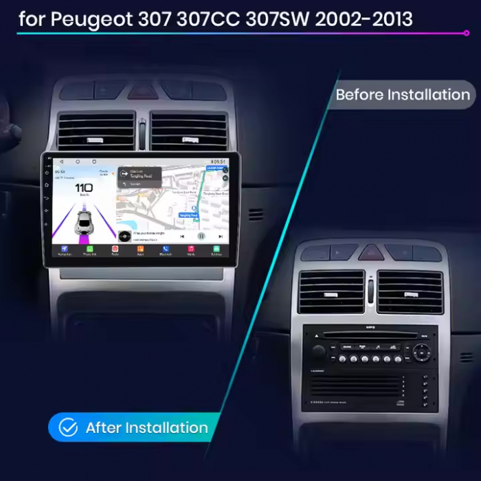 Navigatie Dedicata Peugeot 307 (2000-2013), 9Inch, 1Gb Ram, 32Gb Stocare, Carplay [7]