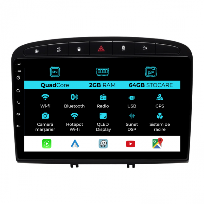 Navigatie Dedicata Peugeot 308/408 (2008-2013), 9Inch, 2Gb Ram, 64Gb Stocare, Carplay [1]