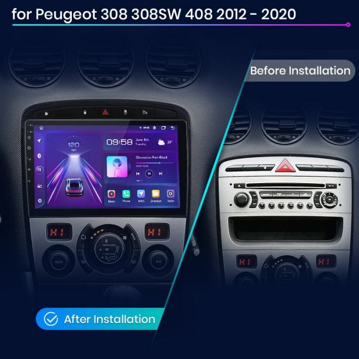 Navigatie Dedicata Peugeot 308/408 (2008-2013), 9Inch, 4Gb Ram, 64Gb Stocare, Carplay [7]
