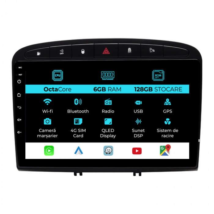 Navigatie Dedicata Peugeot 308/408 (2008-2013), 9Inch, 6Gb Ram, 128Gb Stocare, Carplay [1]