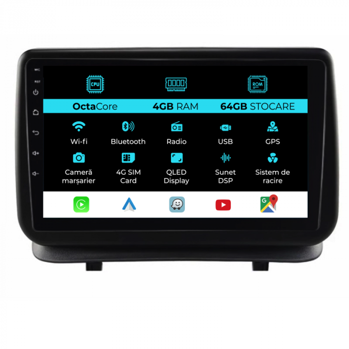 Navigatie Android Dedicata Renault Clio 3 (2005-2014), 9Inch, 4Gb Ram, 64Gb Stocare, Carplay [1]