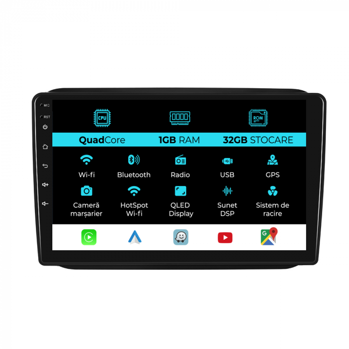 Navigatie Dedicata Skoda Fabia (2007-2014), 10Inch, 1Gb Ram, 32Gb Stocare, Carplay [1]