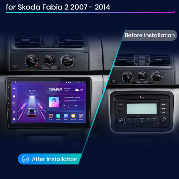 Navigatie Android Dedicata Skoda Fabia (2007-2014), 10Inch, 2Gb Ram, 64Gb Stocare, Carplay [10]