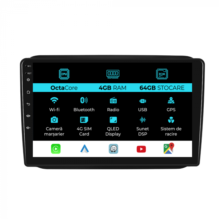 Navigatie Android Dedicata Skoda Fabia (2007-2014), 10Inch, 4Gb Ram, 64Gb Stocare, Carplay [1]