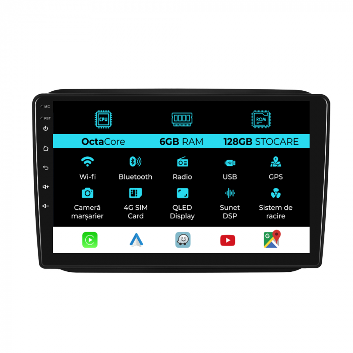 Navigatie Dedicata Skoda Fabia (2007-2014), 10Inch, 6Gb Ram, 128Gb Stocare, Carplay [1]