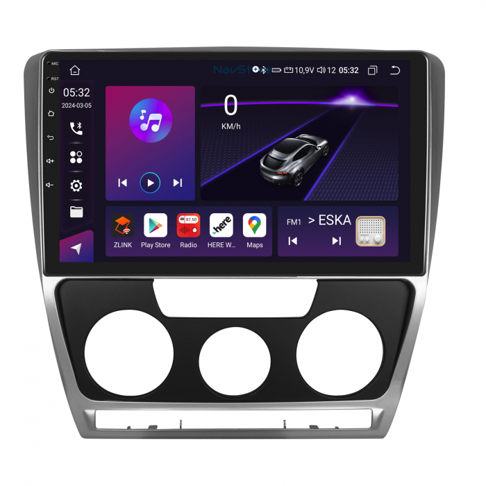 Navigatie Android Dedicata Skoda Octavia 2 (2004 - 2013), 10Inch, 4Gb Ram, 64Gb Stocare, Bluetooth, WiFi, Carplay [3]