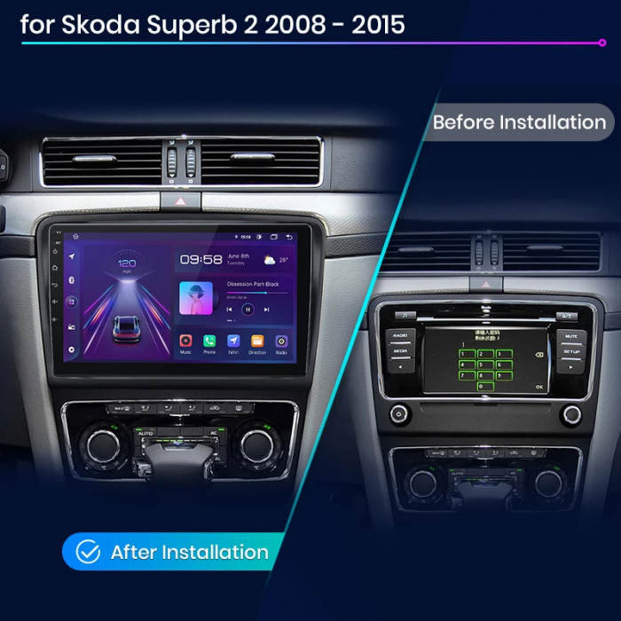 Navigatie Dedicata Skoda Superb 2 (2008-2015), 10Inch, 2Gb Ram, 64Gb Stocare, Carplay [7]
