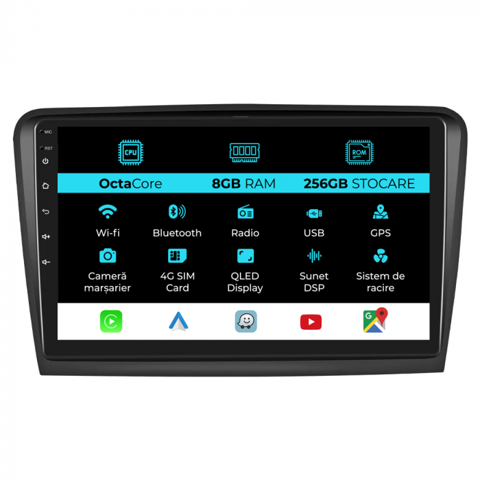 Navigatie Dedicata Skoda Superb 2 (2008-2015), 10Inch, 8Gb Ram,256Gb Stocare, Carplay [1]