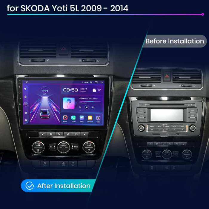 Navigatie Android Dedicata Skoda Yeti (2009-2017), 10Inch, 2Gb Ram, 64Gb Stocare, Carplay [8]
