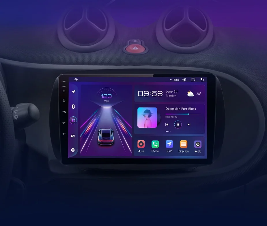 Navigatie Dedicata Smart For Two (2016-2021) For Four (2016-2021), 9 Inch, 1Gb Ram, 32Gb stocare, Carplay [4]