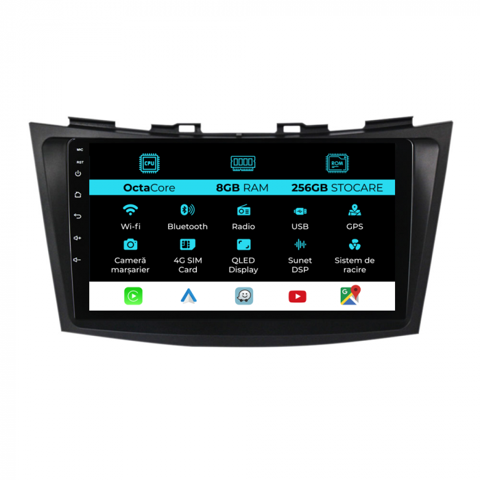 Navigatie Dedicata Suzuki Swift (2010-2017), 9Inch, 8Gb Ram, 256Gb Stocare, Carplay [1]