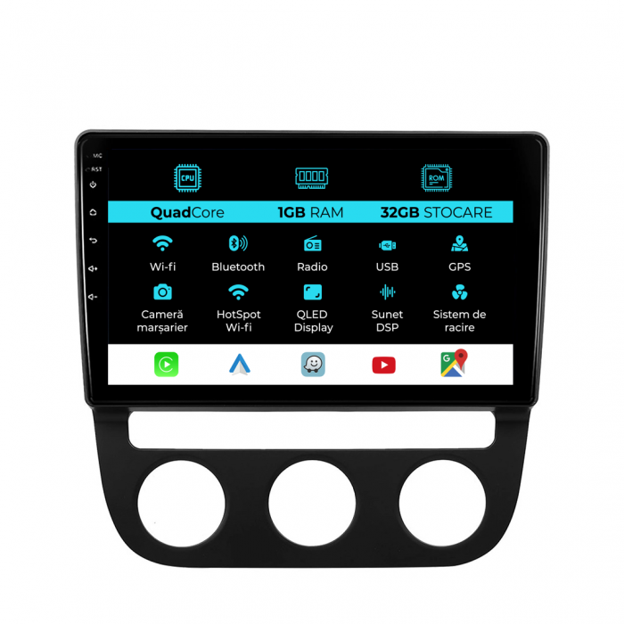 Navigatie Volkswagen Golf5, Jetta (2004-2009), 10Inch, 1Gb Ram, 32Gb Stocare, Carplay [1]