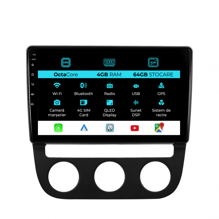 Navigatie Dedicata Volkswagen Golf5/Jetta (2004-2009), 10Inch, 4Gb Ram, 64Gb Stocare, Carplay [1]