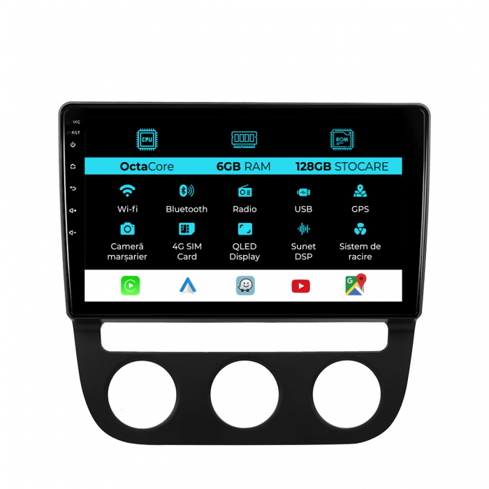 Navigatie Dedicata Volkswagen Golf5/Jetta (2004-2009), 10Inch, 6Gb Ram, 128Gb Stocare, Carplay [1]