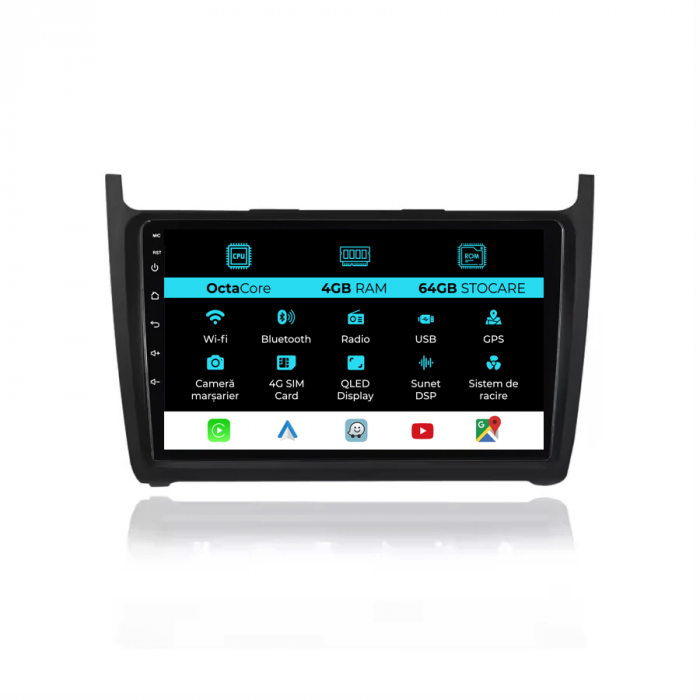 Navigatie Android Dedicata Volkswagen Polo (2009-2018), 9Inch, 4Gb Ram, 64Gb Stocare, Carplay [1]
