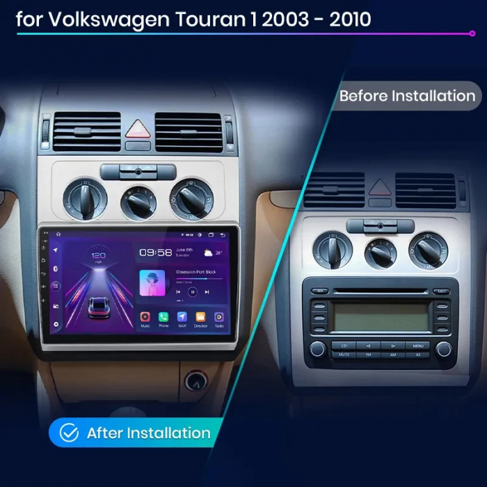 Navigatie Dedicata Volkswagen Touran (2003-2010), 10Inch, 1Gb Ram, 32Gb Stocare, Carplay [7]