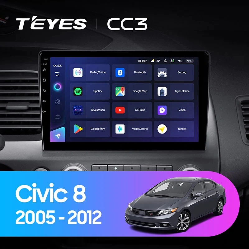 Navigatie Auto cu Asistenta AI Teyes CC4 PRO Honda Civic 8 2005-2012 8+128GB 10.36" QLED, Android 13, 5G, 7.1 DSP, CarPlay [2]
