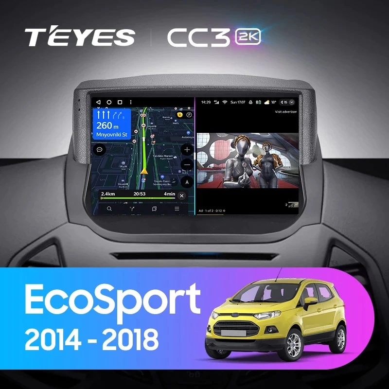 Navigatie Auto Teyes CC3 2K 360° Ford EcoSport 2014-2023 6+128GB 9.5" QLED Octa-core 2Ghz, Android 4G Bluetooth 5.1 DSP [2]