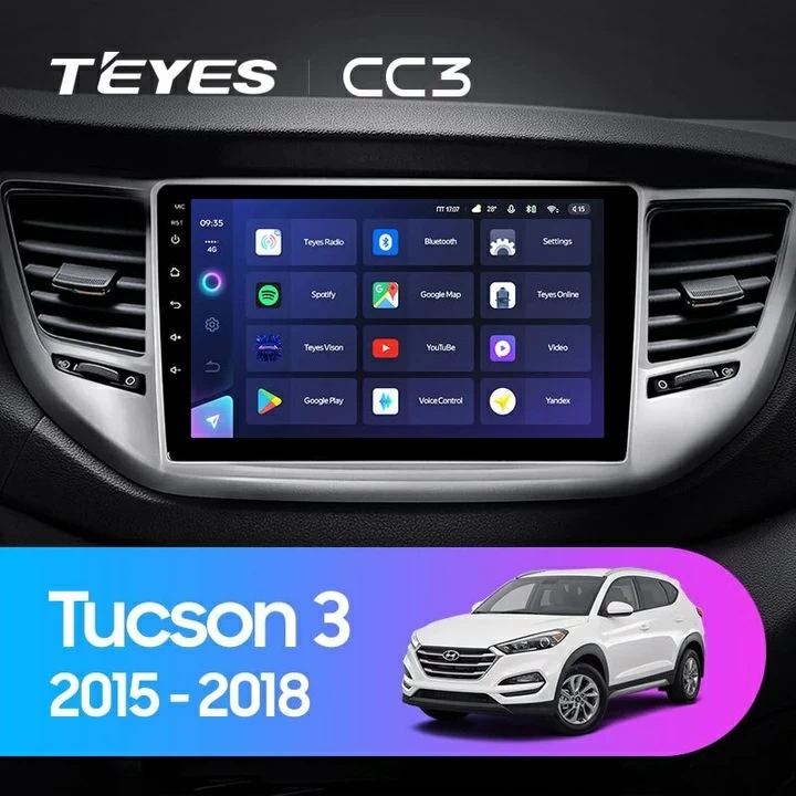 Navigatie Auto Teyes CC3 2K Hyundai Tucson 3 2015-2018 6+128GB 9.5" QLED Octa-core 2Ghz, Android 4G Bluetooth 5.1 DSP [2]
