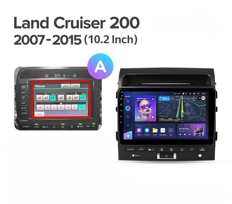 Navigatie Auto Teyes CC4 Toyota Land Cruiser 11 J200 2007-2015 8+128GB 10.36" QLED Octa-core 2.7Ghz, Android 4G Bluetooth 5.1 DSP [4]