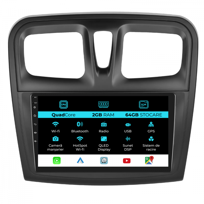 Navigatie Dedicata Dacia Logan/Sandero (2012-2020), 9Inch, 2Gb Ram, 64Gb Stocare, Carplay [1]