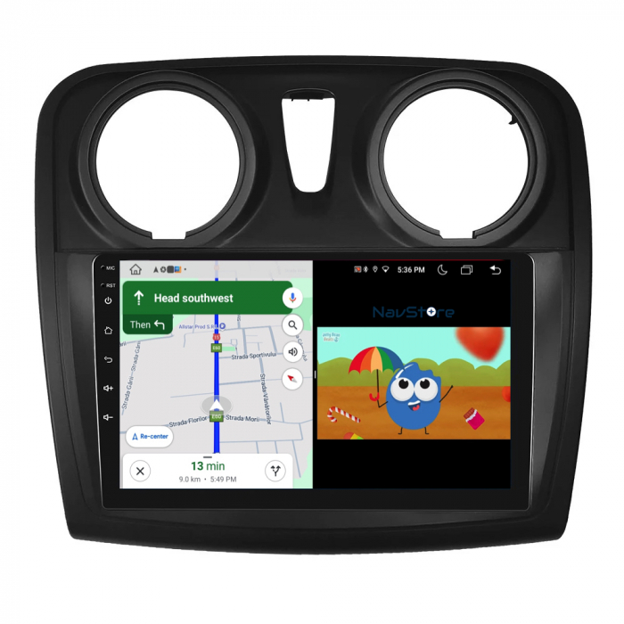 Navigatie Dedicata Android Dacia Logan/Sandero (2012-2020), 9Inch, 6Gb Ram, 128Gb Stocare, Bluetooth, WiFi, Carplay [4]