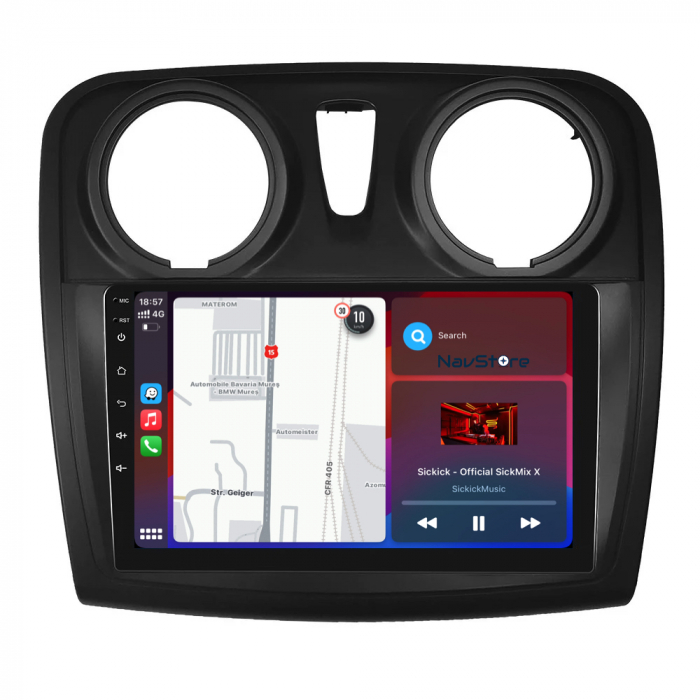 Navigatie Dedicata Android Dacia Logan/Sandero (2012-2020), 9Inch, 6Gb Ram, 128Gb Stocare, Bluetooth, WiFi, Carplay [2]