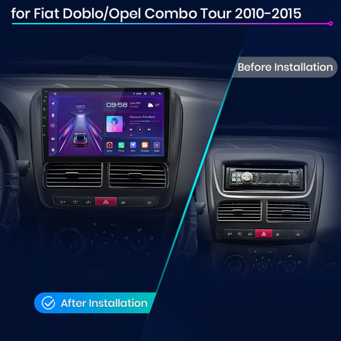 Navigatie Dedicata Fiat Doblo (2010-2015), 10Inch, 2Gb Ram, 64Gb Stocare, Carplay [7]