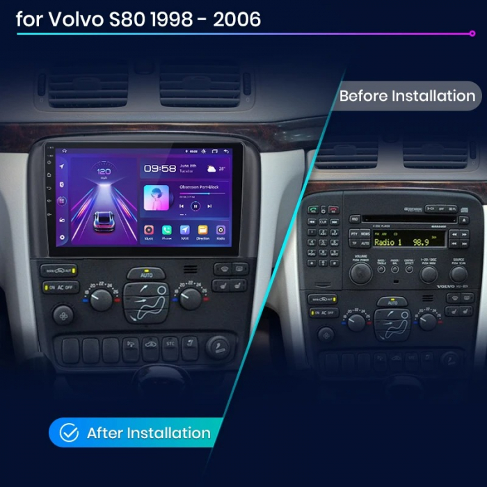 Navigatie Dedicata Volvo S80 (1998-2006), 9Inch, 2Gb Ram, 64Gb Stocare, Carplay [7]