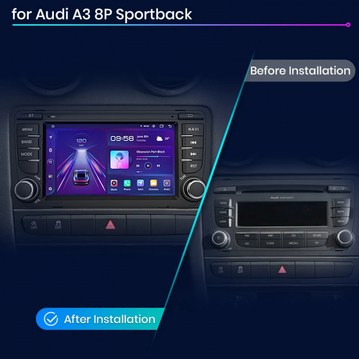 Navigatie Dedicata Audi A3 8P1 (2003 - 2013), 7Inch, 2Gb Ram, 32Gb Stocare, Carplay [9]