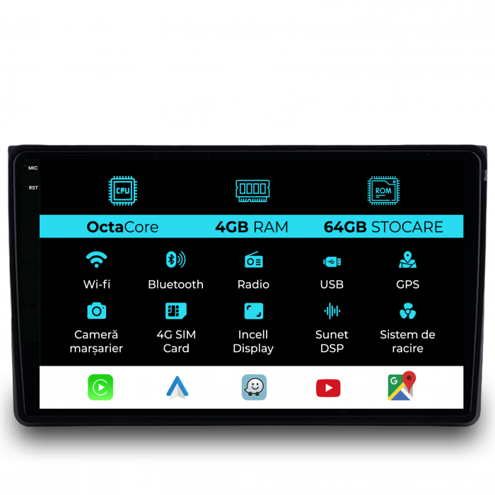 Navigatie Dedicata Audi A4 (2001-2008), 9Inch, 4Gb Ram, 64Gb Stocare, Carplay [1]