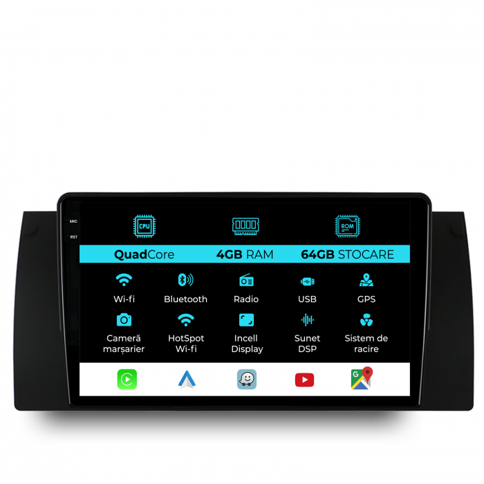 Navigatie Dedicata BMW Seria5 E39/X5 E53 (1995-2003),QuadCore, 9Inch, 4Gb Ram, 64Gb Stocare, Carplay [1]