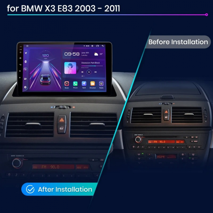 Navigatie Dedicata BMW X3 E83 (2004-2012), 9Inch, 8Gb Ram, 256Gb Stocare, Carplay [7]