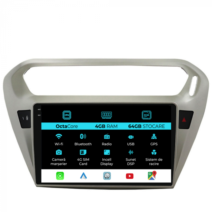 Navigatie Dedicata Citroen C-Elysee (2013-2018), 9Inch, 4Gb Ram, 64Gb Stocare, Carplay [1]