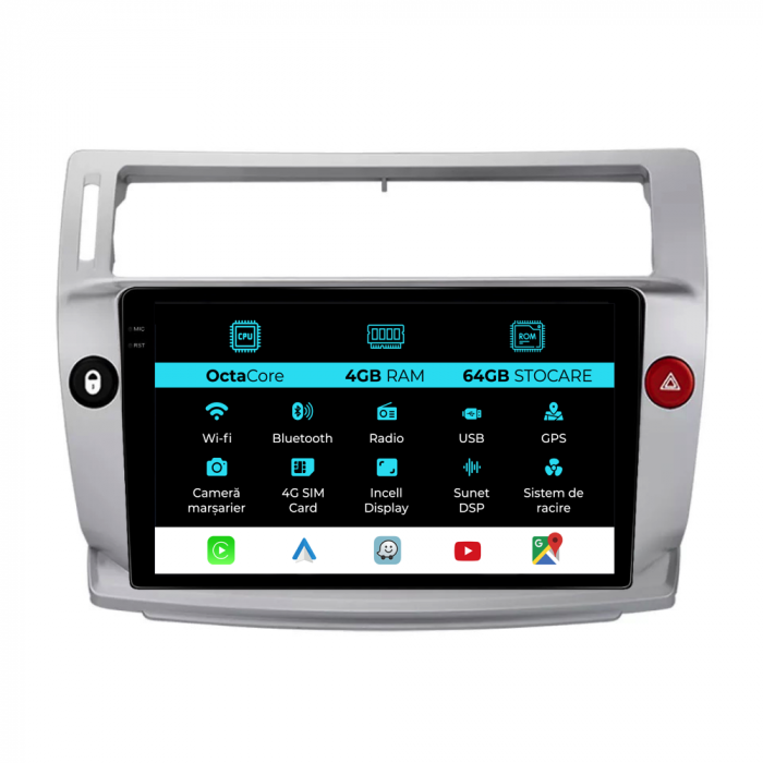 Navigatie Dedicata Citroen C4 (2004-2009), 9Inch, 4Gb Ram, 64Gb Stocare, Carplay [1]