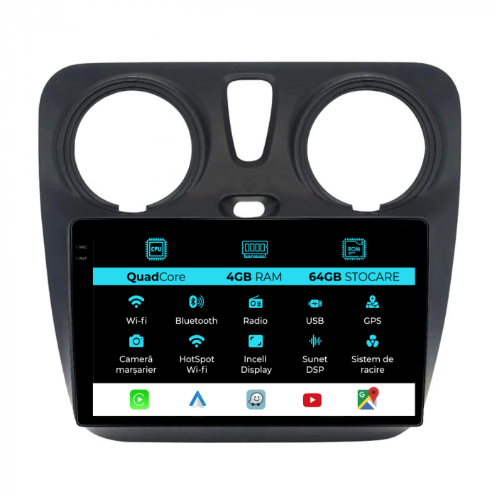Navigatie Dedicata Dacia Dokker / Lodgy (2012-2020),QuadCore, 9Inch, 4Gb Ram, 64Gb Stocare, Carplay [1]