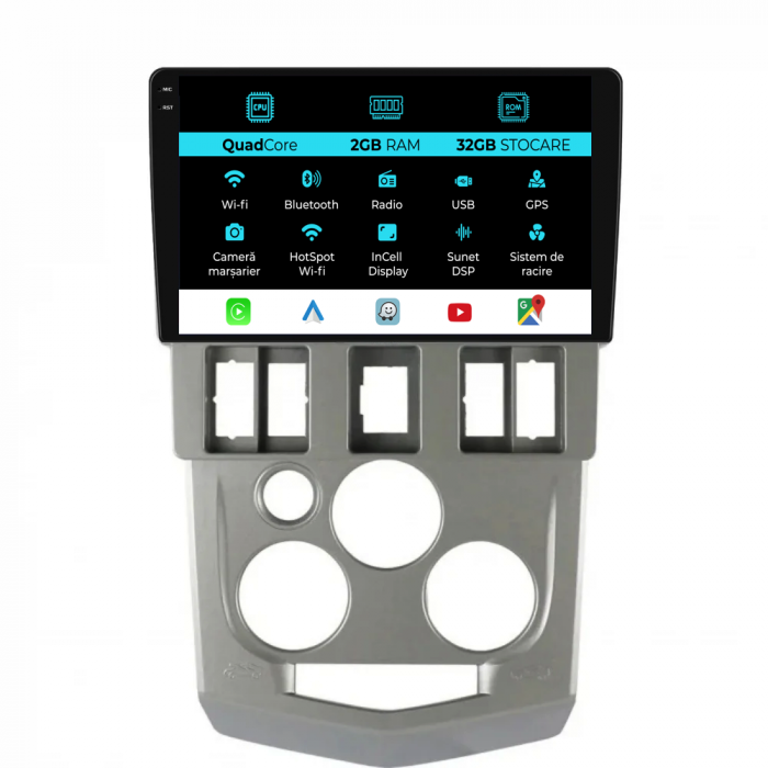 Navigatie Dedicata Dacia Logan 1 (2004-2008), Incell 9Inch, 2Gb Ram, 32Gb Stocare, Carplay [1]