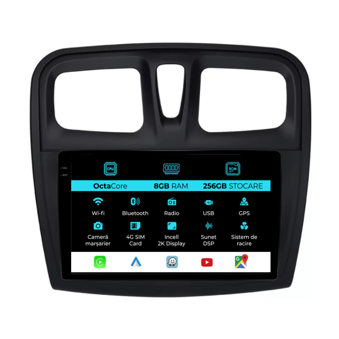 Navigatie Dedicata Dacia Logan/Sandero (2012-2020), 2K, 8Gb Ram, 256Gb Stocare, Carplay [1]