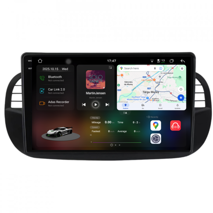 Navigatie Dedicata Fiat 500 (2007-2015), 2K, 12Gb Ram, 256Gb Stocare, Carplay [1]