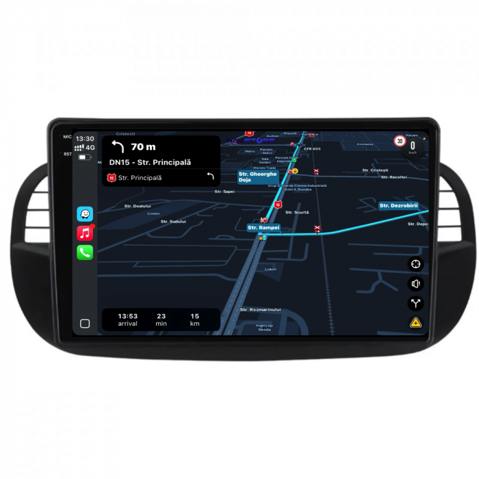 Navigatie Dedicata Fiat 500 (2007-2015), 9Inch,QuadCore, 4Gb Ram, 64Gb Stocare, Carplay [3]