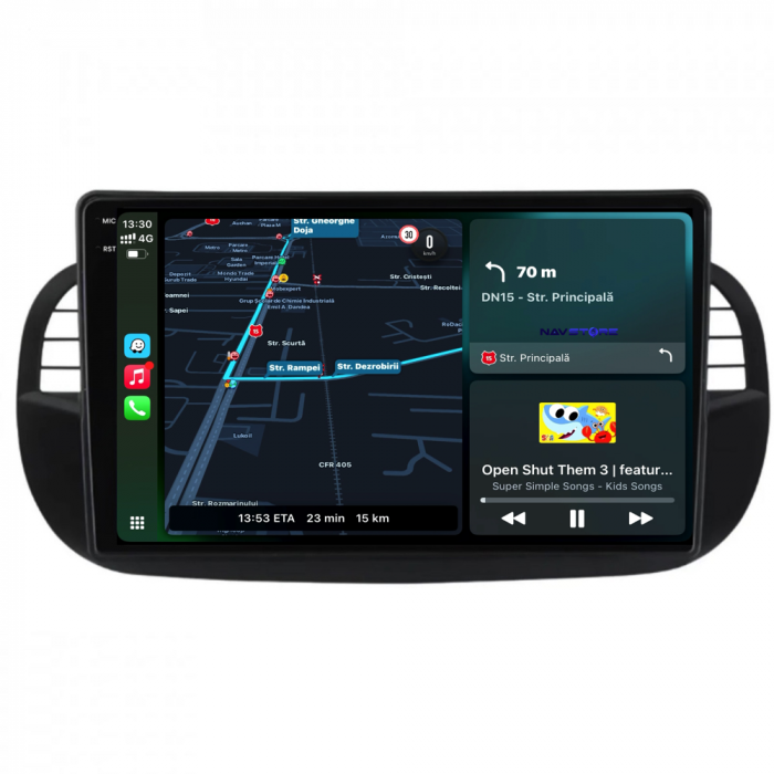 Navigatie Dedicata Fiat 500 (2007-2015), 9Inch,QuadCore, 4Gb Ram, 64Gb Stocare, Carplay [2]