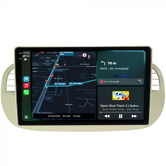 Navigatie Dedicata Fiat 500 (2007-2015), 9Inch,QuadCore, 4Gb Ram, 64Gb Stocare, Carplay [2]