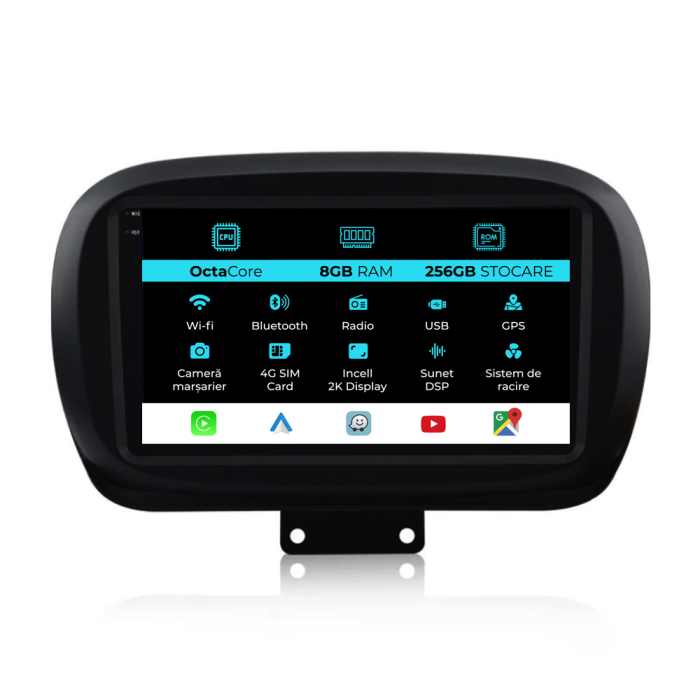 Navigatie Dedicata Fiat 500x (2014-2020), 2K, 8Gb Ram, 256Gb Stocare, Carplay [1]
