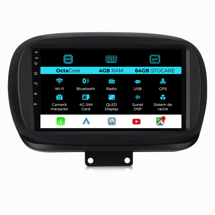 Navigatie Dedicata Fiat 500x (2014 - 2020), 9Inch, 4Gb Ram, 64Gb Stocare, Carplay [1]