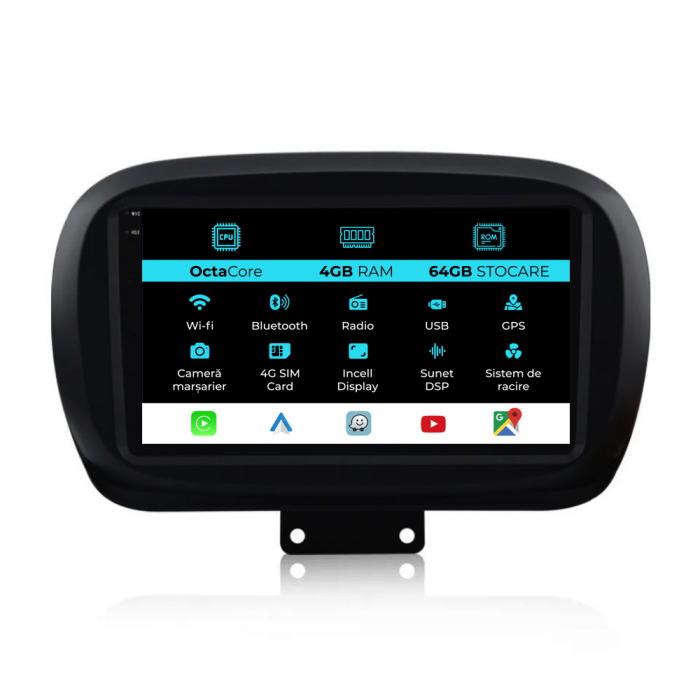 Navigatie Dedicata Fiat 500x (2014-2020), 9Inch, 4Gb Ram, 64Gb Stocare, Carplay [1]