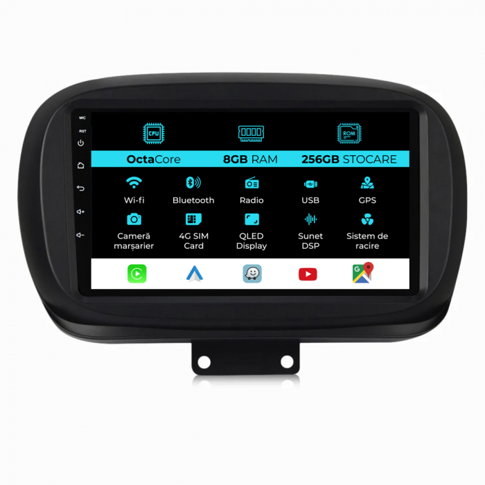 Navigatie Dedicata Fiat 500x (2014 - 2020), 9Inch, 8Gb Ram, 256Gb Stocare, Carplay [1]