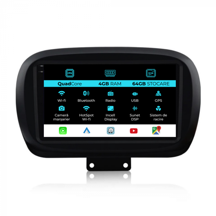 Navigatie Dedicata Fiat 500x (2014-2020),QuadCore, 9Inch, 4Gb Ram, 64Gb Stocare, Carplay [1]