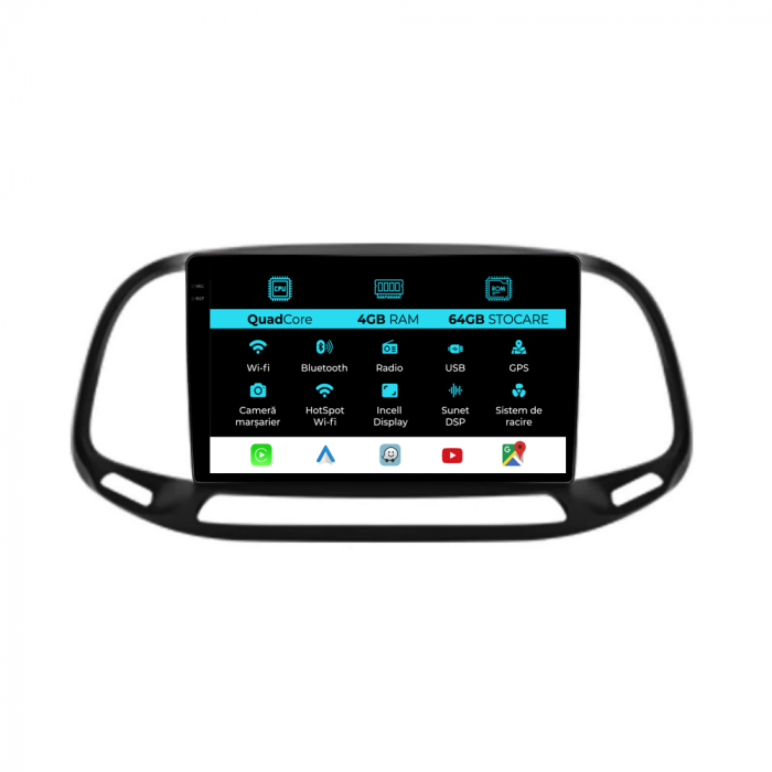 Navigatie Dedicata Fiat Doblo (2015-2019),QuadCore, 9Inch, 4Gb Ram, 64Gb Stocare, Carplay [1]