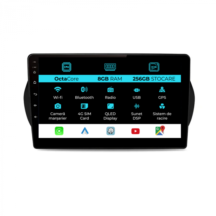 Navigatie Dedicata Fiat Fiorino/Qubo (2008 - 2017), 10Inch, 8Gb Ram, 256Gb Stocare, Carplay [1]