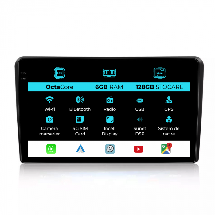 Navigatie Dedicata Fiat Panda (2003 - 2012), 9Inch, 6Gb Ram, 128Gb Stocare, Carplay [1]